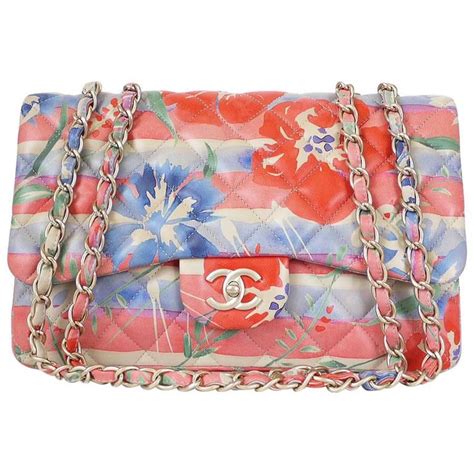 Chanel Silk Floral Printed Classic Flap Bag 